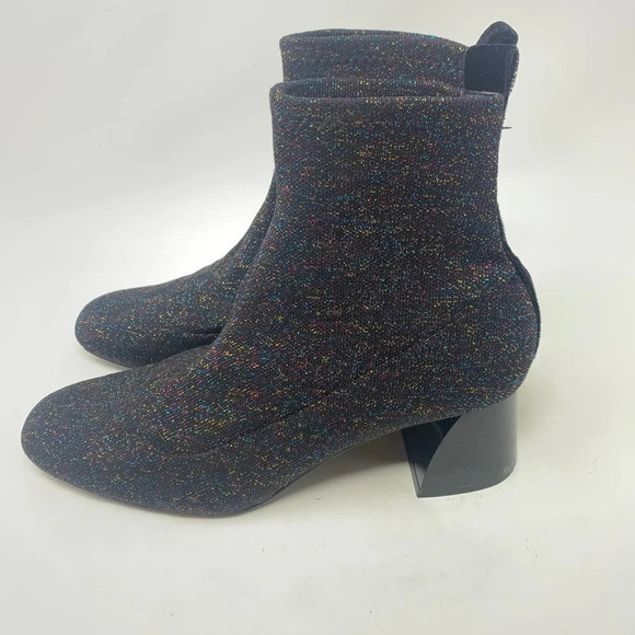 Zara Trafaluc Sock Style Glitter‎ Heeled Ankle Boots Size US 6.5 - Picture 10 of 12